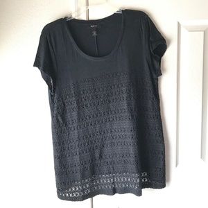 Black Style&Co Crochet Detail T-Shirt